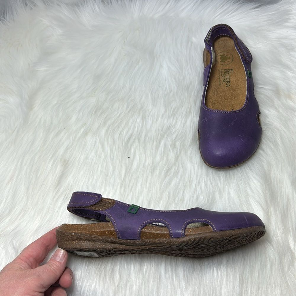 El Naturalista Purple Leather Slingback Closed Toe Shoes Sz 37/US 7